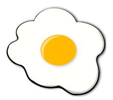 illustration of an egg yoke sorrounded by the egg white