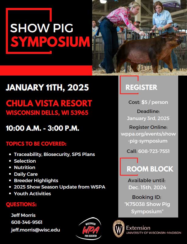 Screenshot of the 2025 Show Pig Symposium Flyer.