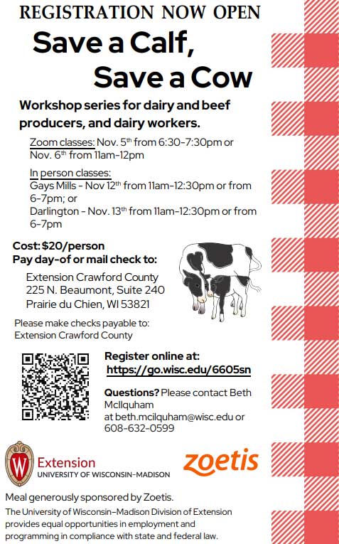 Promotional flyer for the Save a Calf, Save a Cow workshop.